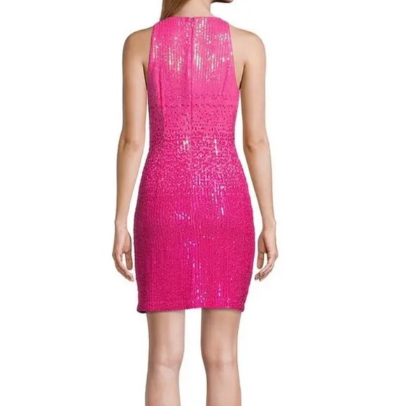$420 One33 Social Barbie Pink Multi Ombre Sequin Mini Dress Size 4 - Picture 3 of 6